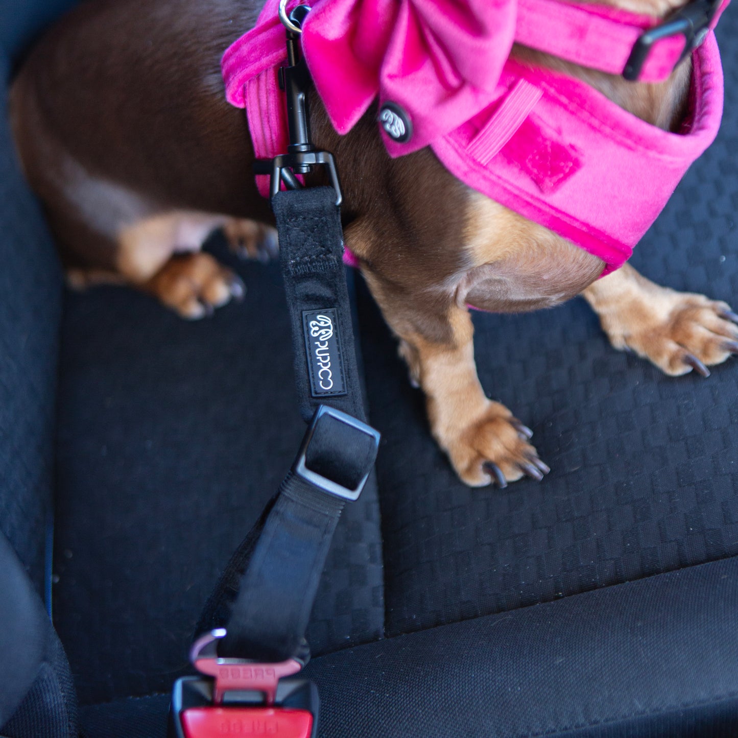 Velvet Adjustable Seat Belt Attachment - Black