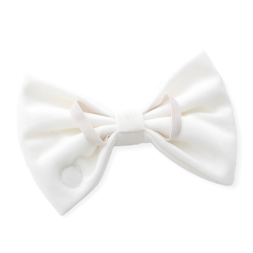 Large White Velvet Bow Tie