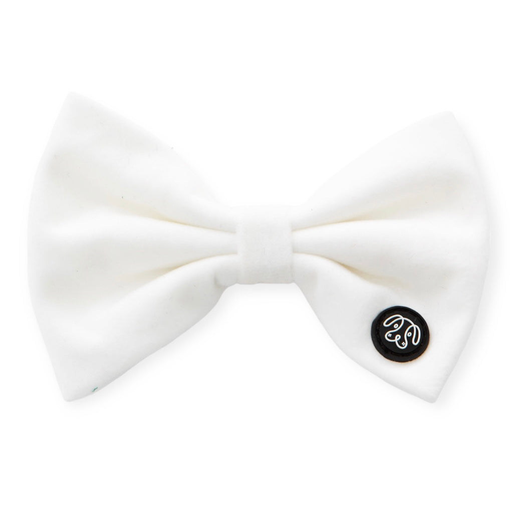 Large White Velvet Bow Tie