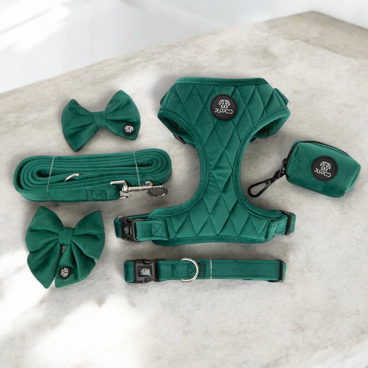 Deep Green Quilted Velvet Harness