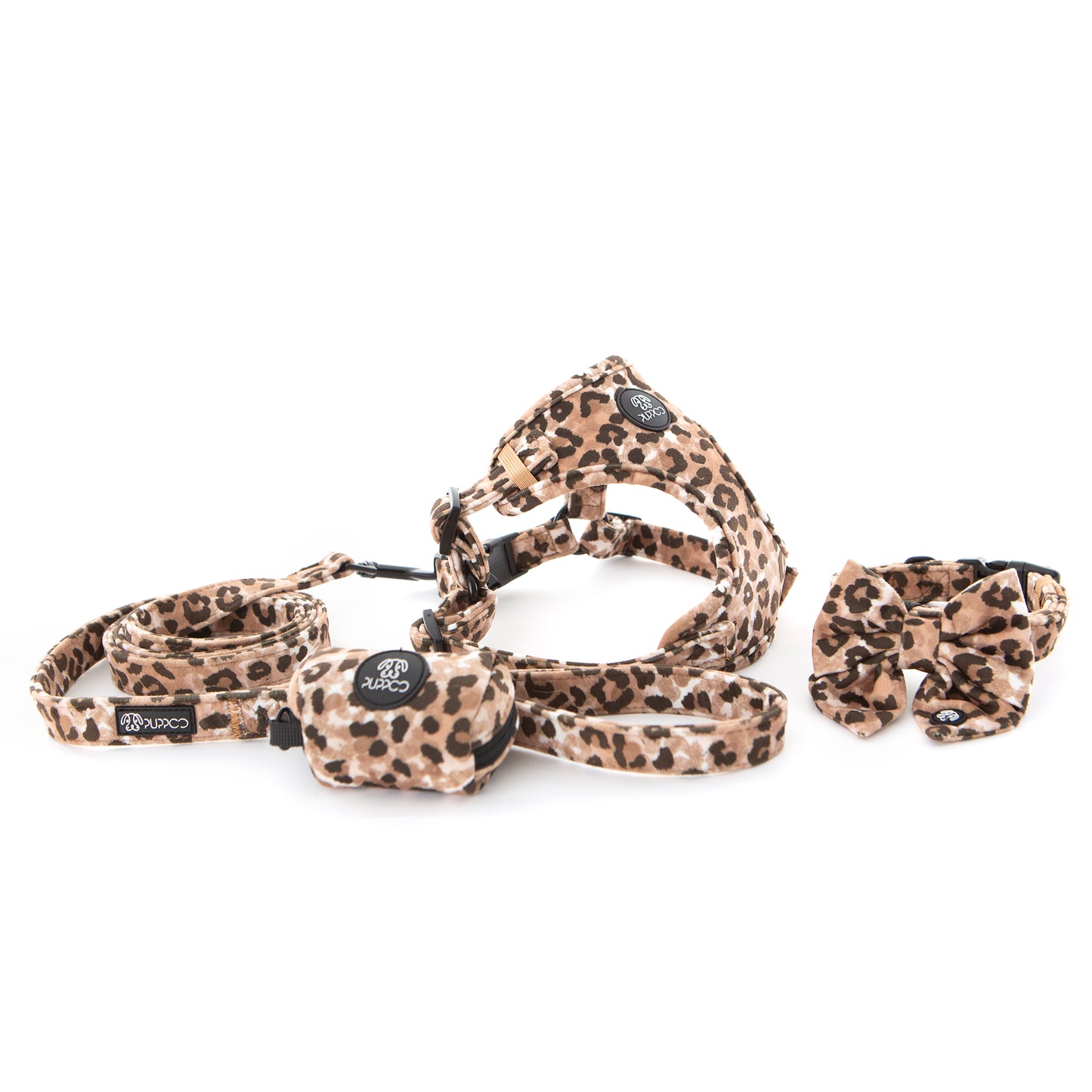 Leopard Print dog harness lead and collar set