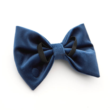 Large Deep Blue Velvet Bow Tie
